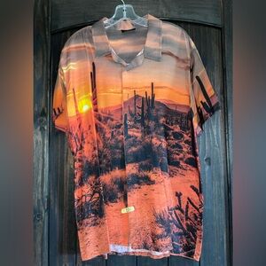 Sunset Desert Print Casual Button Down Shirt
